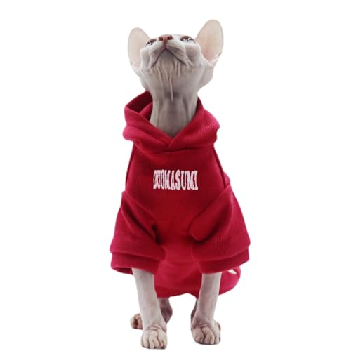 Sphynx Katzenbekleidung für Herbst und Winter, haarlose Katzen-Outfits, kahle Katzenkleidung für Devon Rex Katzen, Cornish Cats (Medium) von DUOMASUMI