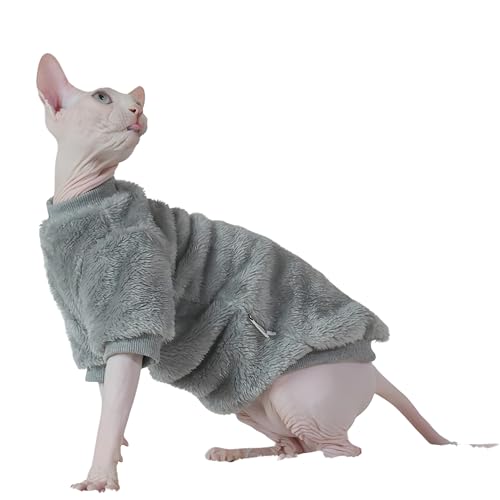 Sphynx Katzenkleidung, doppelseitig, Samt, weiche und warme haarlose Katzenkleidung, Katzenbekleidung für Cornish Rex, Devon Rex, Peterbald, Knnis, Abtei-Katze (L) von DUOMASUMI