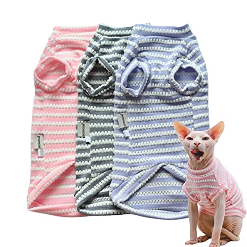 Sphynx Katzenkleidung, haarlose Katzenkleidung, Katzenkleidung, Sommer, reine Baumwolle, hautfreundlich, Devon-Kleidung, Katzenkleidung für kleine Katzen und Hunde (Grau, XL) von DUOMASUMI