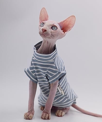 Sphynx Katzenkleidung aus Baumwolle, Frühling und Sommer, dünn, hohe Elastizität, Devon Rex, Konish Kleidung, haarlose Katzenkleidung, Katzenbekleidung für kleine Katzen und Hunde (Blau, XS) von DUOMASUMI