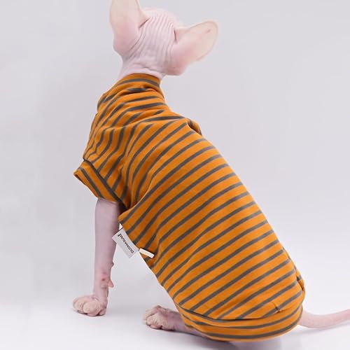 Sphynx Katzenkleidung aus Baumwolle, Frühling und Sommer, dünn, hohe Elastizität, Devon Rex, Konish Kleidung, haarlose Katzenkleidung, Katzenbekleidung für kleine Katzen und Hunde (Braun, Größe XXL) von DUOMASUMI