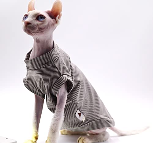 Sphynx Katzenkleidung aus Baumwolle, Frühling und Sommer, dünn, hohe Elastizität, Devon Rex, Konish Kleidung, haarlose Katzenkleidung, Katzenbekleidung für kleine Katzen und Hunde (Grau, XL) von DUOMASUMI