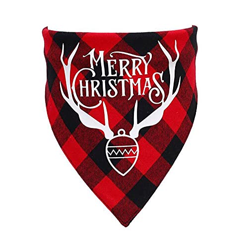 DUORUIMI Weihnachten Hund Bandana Dreieckstuch Baumwolle waschbar verstellbar Geschenk für Hunde Welpen Haustiere Plaid niedliches Muster von DUORUIMI