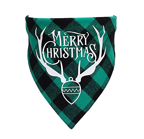 DUORUIMI Weihnachten Hund Bandana Dreieckstuch Baumwolle waschbar verstellbar Geschenk für Hunde Welpen Haustiere Plaid niedliches Muster von DUORUIMI