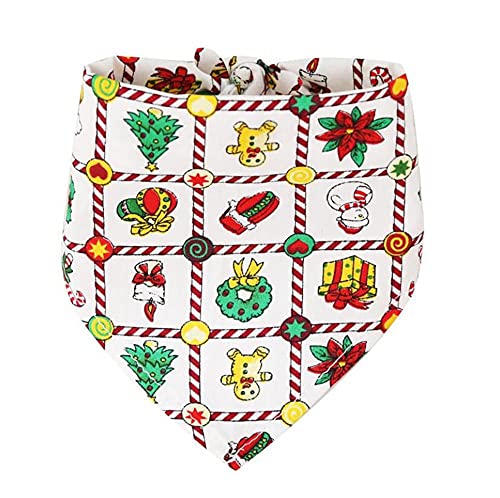 DUORUIMI Weihnachten Hund Bandana Dreieckstuch Halstuch Waschbar Verstellbar Geschenk für Hunde Welpen Haustiere Santa Cartoon Muster von DUORUIMI