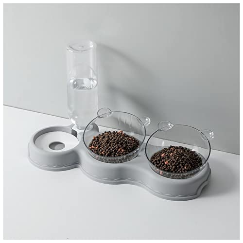 Futternapf Katze 3in1 Automatische PET-Katzenschüssel mit Trinkbrunnen Wasseraufbewahrungstierhundkatze-Lebensmittelschüssel tragbarer robuster Edelstahl 3 Schüsseln Geneigter futternapf Katze (Size von DUnLap