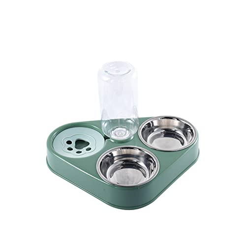 Futternapf Katze 3in1 Automatische PET-Katzenschüssel mit Trinkbrunnen Wasseraufbewahrungstierhundkatze-Lebensmittelschüssel tragbarer robuster Edelstahl 3 Schüsseln Geneigter futternapf Katze (Size von DUnLap