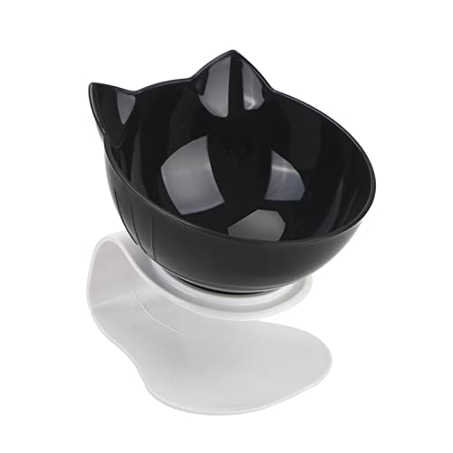 Futternapf Katze Durable Double Bowls Pet Food Water mit angehobenen Standschutz Gebärmutterhals rutschfeste Katzenschale Hundeschüssel Katze Hunde Geneigter futternapf Katze (Size : Black) von DUnLap