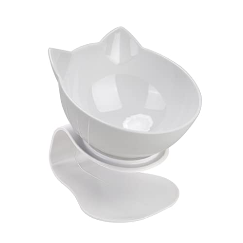 Futternapf Katze Durable Double Bowls Pet Food Water mit angehobenen Standschutz Gebärmutterhals rutschfeste Katzenschale Hundeschüssel Katze Hunde Geneigter futternapf Katze (Size : White) von DUnLap