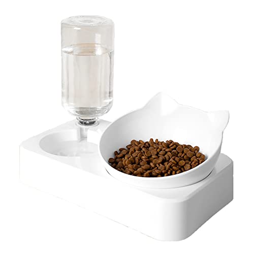 Futternapf Katze Haustier Katze Schüssel Automatische Wasserzufuhr Hund Katze Lebensmittelschale Wasserspender Doppelschale Trinken Erhöhte Ständer Dish Bowls Pet Supply Geneigter futternapf Katze von DUnLap