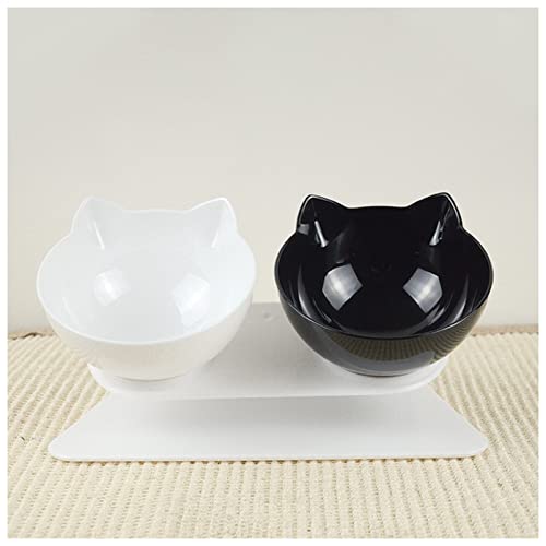 Futternapf Katze Katze Double Bowl Cat Bowl Hundeschüssel rutschfeste Lebensmittelschüssel mit angehobener Ständer Katze Fütterung & Bewässerungsbedarf Hundezufuhr Haustierbedarf Geneigter futternapf von DUnLap