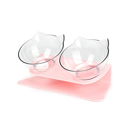 Futternapf Katze Katze Double Bowl Kätzchen Schüssel Hundeschüssel Transparent Material rutschfeste Lebensmittelschüssel mit Schutzhaut Zervix Rücken Katze Zubehör Geneigter futternapf Katze (Size : von DUnLap