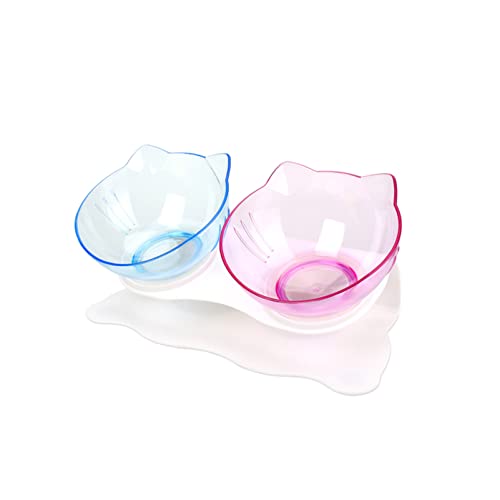 Futternapf Katze Katze Double Bowl Kätzchen Schüssel Hundeschüssel Transparent Material rutschfeste Lebensmittelschüssel mit Schutzhaut Zervix Rücken Katze Zubehör Geneigter futternapf Katze (Size : von DUnLap