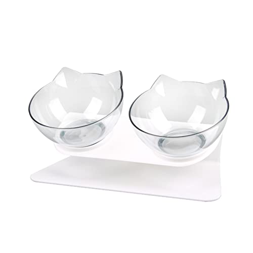 Futternapf Katze Katze Double Bowl Kätzchen Schüssel Hundeschüssel Transparent Material rutschfeste Lebensmittelschüssel mit Schutzhaut Zervix Rücken Katze Zubehör Geneigter futternapf Katze (Size : von DUnLap