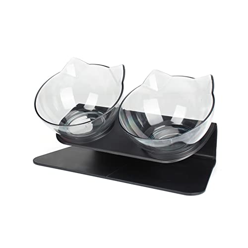 Futternapf Katze Katze Double Bowl Kätzchen Schüssel Hundeschüssel Transparent Material rutschfeste Lebensmittelschüssel mit Schutzhaut Zervix Rücken Katze Zubehör Geneigter futternapf Katze (Size : von DUnLap