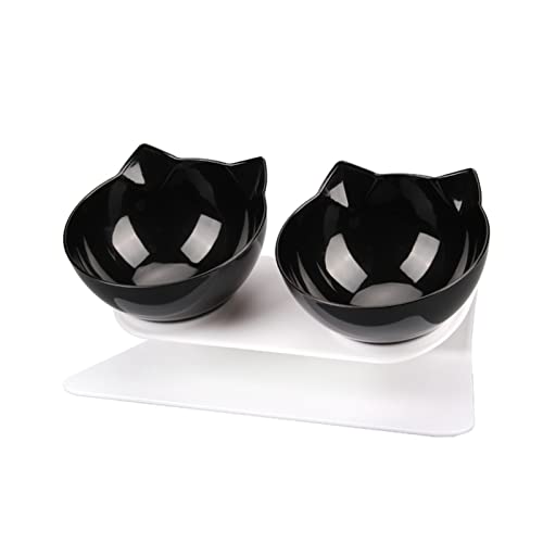 Futternapf Katze Katze Double Bowl Kätzchen Schüssel Hundeschüssel Transparent Material rutschfeste Lebensmittelschüssel mit Schutzhaut Zervix Transparente Katzenbedarf Geneigter futternapf Katze (SI von DUnLap