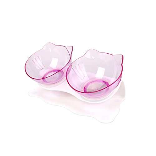 Futternapf Katze Katze Double Bowl Kätzchen Schüssel Hundeschüssel Transparent Material rutschfeste Lebensmittelschüssel mit Schutzhaut Zervix Transparente Katzenbedarf Geneigter futternapf Katze (SI von DUnLap