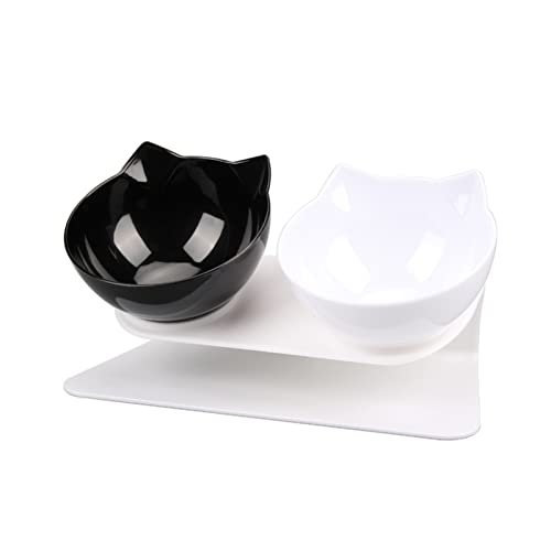 Futternapf Katze Katze Double Bowl Kätzchen Schüssel Hundeschüssel Transparent Material rutschfeste Lebensmittelschüssel mit Schutzhaut Zervix Transparente Katzenbedarf Geneigter futternapf Katze (SI von DUnLap