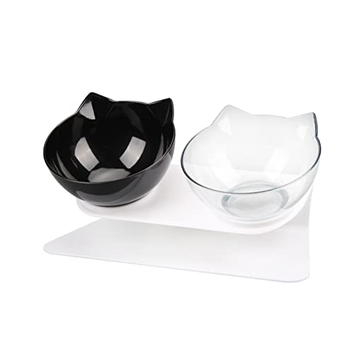 Futternapf Katze Katze Double Bowl Kätzchen Schüssel Hundeschüssel Transparent Material rutschfeste Lebensmittelschüssel mit Schutzhaut Zervix Transparente Katzenbedarf Geneigter futternapf Katze (SI von DUnLap