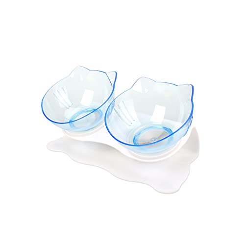 Futternapf Katze Katze Double Bowl Kätzchen Schüssel Hundeschüssel Transparent Material rutschfeste Lebensmittelschüssel mit Schutzhaut Zervix Transparente Katzenbedarf Geneigter futternapf Katze (SI von DUnLap