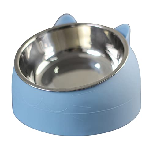 Futternapf Katze Katze Hundeschüssel 15 Grad angehoben Edelstahl rutschfeste Welpen Base Katze Lebensmittel Trinkwassereinzug Neigung Hals Pet Bowl Geneigter futternapf Katze (Color : Blue, Size : 4 von DUnLap