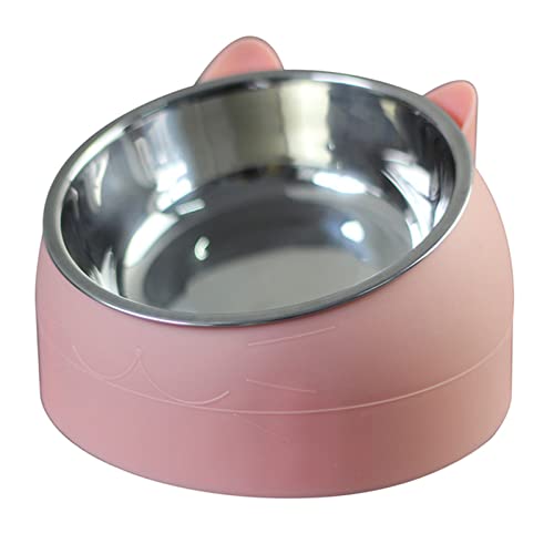 Futternapf Katze Katze Hundeschüssel 15 Grad angehoben Edelstahl rutschfeste Welpen Base Katze Lebensmittel Trinkwassereinzug Neigung Hals Pet Bowl Geneigter futternapf Katze (Color : Pink, Size : 2 von DUnLap