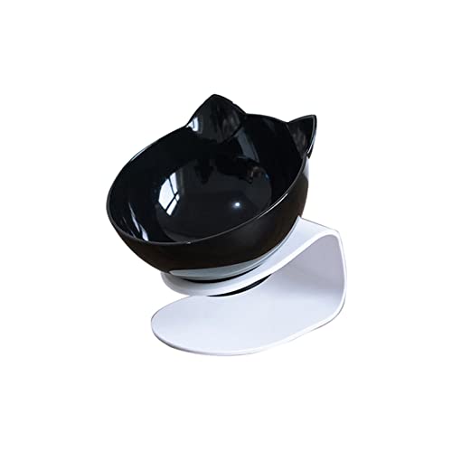 Futternapf Katze Katzenschalen Hunde Katze Fütterungsschale mit angehobener Ständer for Katzen Doppelschüssel Katzen Food Bowls Water Bowls Pet Supplies Geneigter futternapf Katze (Size : Black) von DUnLap