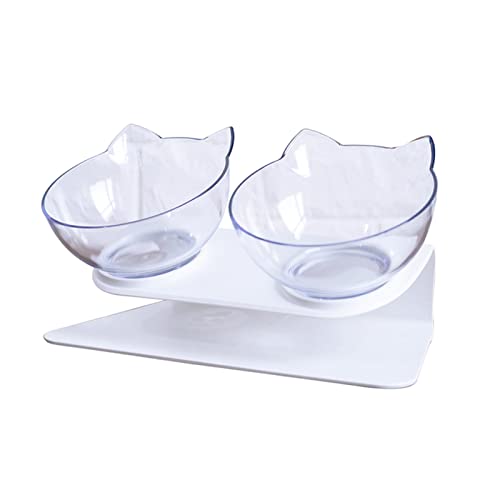 Futternapf Katze Katzenschalen Hunde Katze Fütterungsschale mit angehobener Ständer for Katzen Doppelschüssel Katzen Food Bowls Water Bowls Pet Supplies Geneigter futternapf Katze (Size : Double Bowl von DUnLap