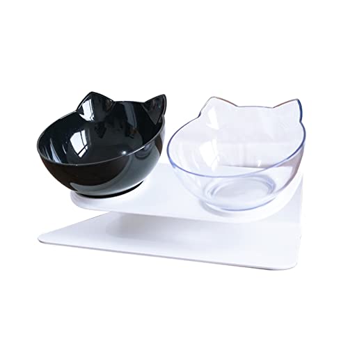 Futternapf Katze Katzenschalen Hunde Katze Fütterungsschale mit angehobener Ständer for Katzen Doppelschüssel Katzen Food Bowls Water Bowls Pet Supplies Geneigter futternapf Katze (Size : Double Bowl von DUnLap