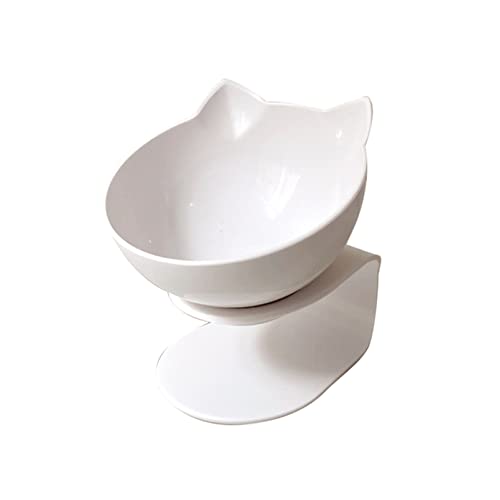 Futternapf Katze Katzenschalen Hunde Katze Fütterungsschale mit angehobener Ständer for Katzen Doppelschüssel Katzen Food Bowls Water Bowls Pet Supplies Geneigter futternapf Katze (Size : White) von DUnLap