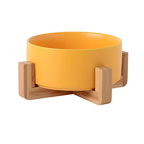 Futternapf Katze Keramik Haustierschüssel Katze Welpen Fütterung liefert Doppel Pet Bowls Hundefutter Wasserzufuhr Hund Zubehör Durable Mehrfarbige Option Geneigter futternapf Katze (Color : Yellow u von DUnLap