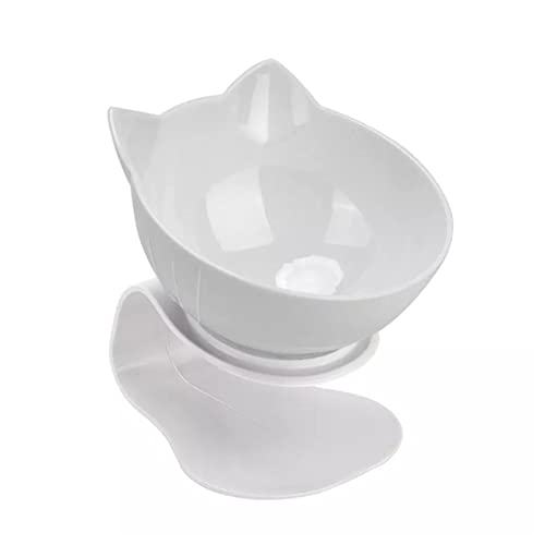 Futternapf Katze Süße Katze Doppelschüssel transparente Hunde Trinker rutschfeste Wasserschalen Pet Bowl mit Ständer Katzen Food Bowl gemütliche Katzenbedarf Geneigter futternapf Katze (Size : White von DUnLap