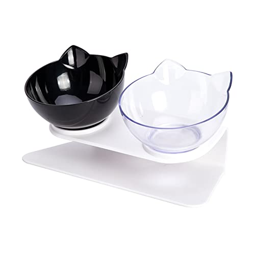 Futternapf Katze rutschfeste Cat Bowls doppelte Haustierschüsseln mit angehobenem Stand Tiernahrung und Wasserschalen for Katzen Hunde Pet Products Cat Bowl Geneigter futternapf Katze (Color : Black von DUnLap