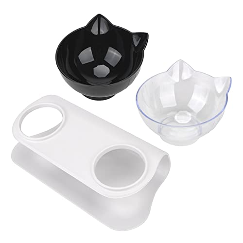 Futternapf Katze rutschfeste Haustierschalen for Katzen Food Cat Water Bowl Double Cat Bowl Dog Bowl Pet Fütterung Katze Hunde Schutz Zervix Geneigter futternapf Katze (Size : Black Transparent) von DUnLap