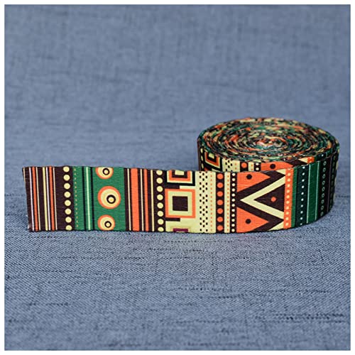 Gurtband Baumwolle 5 Yards Breite 25mm Gurtband Yoga Gürtelband Strap Seil Hund Pet Halsband Leine Harness Rucksack Tasche Kleidungsstück Nähen DIY. Zubehörteil Leinwandrolle(Size:Green Ethnic Style) von DUnLap