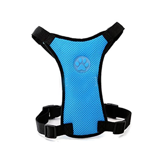 Seil Haustier 4 Farben Atmungsaktive Mesh Hundeleine Kabelbaum mit verstellbaren Riemen Brustgurten Hundegeschirr Haustier Auto Sicherheitssitzgürtel Automobil Haustierleine Mit (Color : Blue, Size von DUnLap