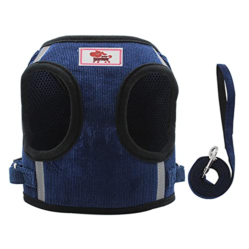 Sicherheitswesten Haustier Kabelbaum und Leine Set Katze Hund Gehen Atmungsaktive einstellbare reflektierende Cord Weste for Welpen Brustgurt Seil Pet Supplies Reflektierende Westen (Color : Dark blu von DUnLap