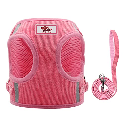 Sicherheitswesten Haustier Kabelbaum und Leine Set Katze Hund Gehen Atmungsaktive einstellbare reflektierende Cord Weste for Welpen Brustgurt Seil Pet Supplies Reflektierende Westen (Color : Pink, S von DUnLap