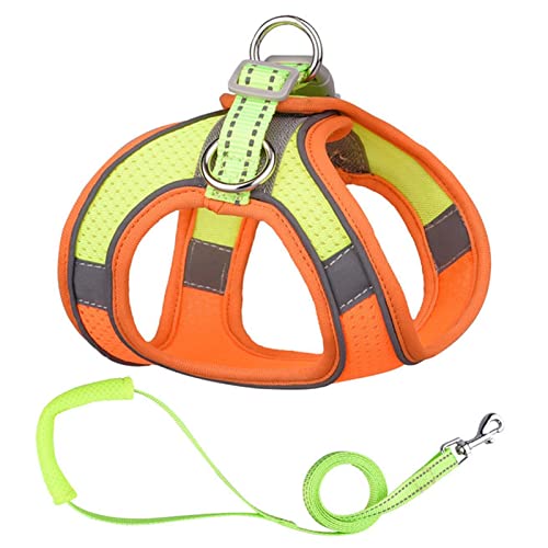 Sicherheitswesten Reflektierende Hundegeschirr Leine Set Nylon Haustier Katze Harness Hundeleine Verstellbare Haustiergurtweste for Welpen Medium Hund Haustierbedarf Reflektierende Westen (Color : Or von DUnLap