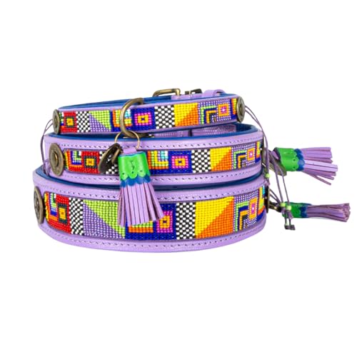 DWAM Dog with a Mission – Hundehalsband - Verstellbar - Weichem Leder – Perlen - Mehrfarbig – L – Leder – Halsumfang zwischen 38–47 x 2,5 cm – ColorPop von DWAM Dog with a Mission