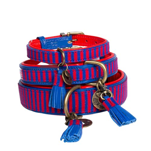 DWAM Dog with a Mission – Hundehalsband - Verstellbar - Weichem Leder – Rot - Blau – L – Leder – Halsumfang zwischen 38–47 x 2,5 cm – Clooney von DWAM Dog with a Mission