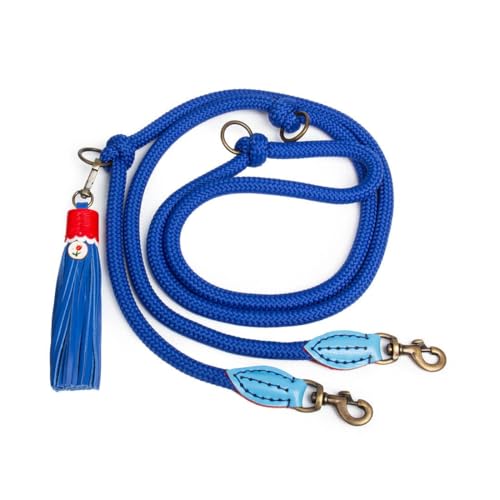 Dog with a Mission - Hundeleine L | Leine für Hunde | hundeleine 2m blau | Verstellbar | Freihandleine | Blau |Polyester/Leder | 220 x 1,4 cm – Extra Lange Dutchie von DWAM Dog with a Mission