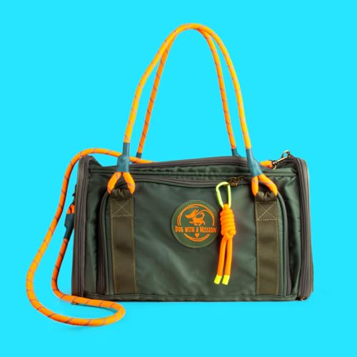 Dog with a Mission - Reisetasche | Hundetragetasche | Tiertragetasche | Tasche | Travel Mate | Grün | Orange | Einheitsgröße - 40 x 24 x 28 cm von DWAM Dog with a Mission