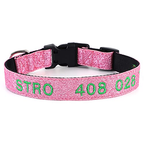 Personalisierte Hundehalsband mit Gestickten ID Pet Name Telefonnummer Verstellbares, Weich & Komfort Nylon Hunde Halsband Für Kleine MittelgroßeHunde (Rosa：S-15.7") von DWCVEKY