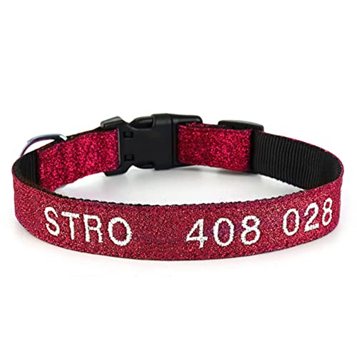 Personalisierte Hundehalsband mit Gestickten ID Pet Name Telefonnummer Verstellbares, Weich & Komfort Nylon Hunde Halsband Für Kleine MittelgroßeHunde (Rot：S-15.7") von DWCVEKY