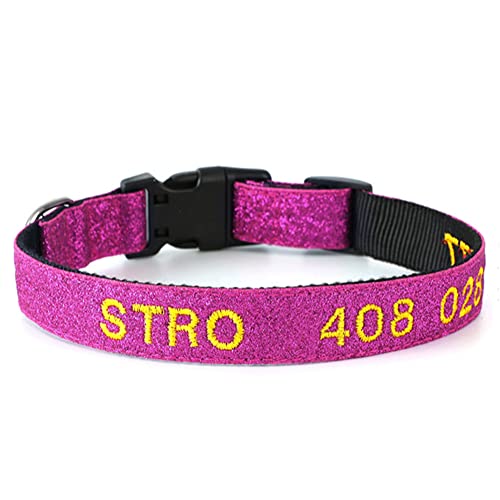 Personalisierte Hundehalsband mit Gestickten ID Pet Name Telefonnummer Verstellbares, Weich & Komfort Nylon Hunde Halsband Für Kleine MittelgroßeHunde (Rote Rose：L-23.7") von DWCVEKY