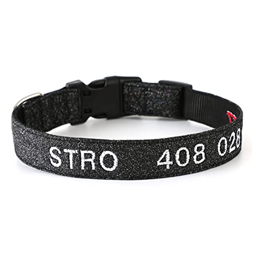 Personalisierte Hundehalsband mit Gestickten ID Pet Name Telefonnummer Verstellbares, Weich & Komfort Nylon Hunde Halsband Für Kleine MittelgroßeHunde (Schwarz：L-23.7") von DWCVEKY