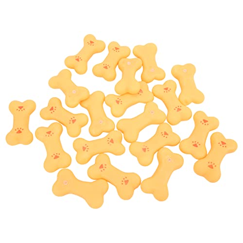 DWENGWUN 20 Stück quietschende Gummi-Hundeknochenspielzeuge, saubere Zähne und geeignet für kleine bis mittelgroße Hunde, gelb von DWENGWUN
