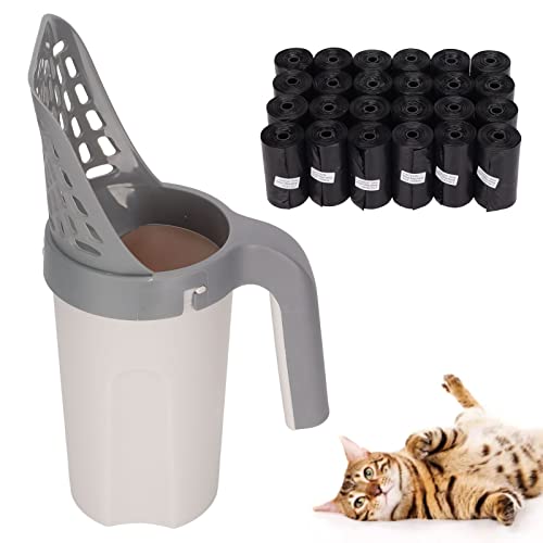 DWENGWUN Katzenstreuschaufel mit Kotbeutel, effizienter Kotschaufel und Siebschaufel für die schnelle Beseitigung von Haustierabfällen, Katzenstreu-Management-Tool von DWENGWUN