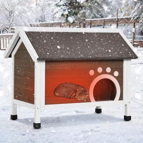 DWVO Katzenhaus Outdoor Isoliert, mit Rundum-Schaum, Groß Außen Feral Katzenhaus Wetterfest, Winter Katzenhaus für mehrere Katzen, Braun von DWVO